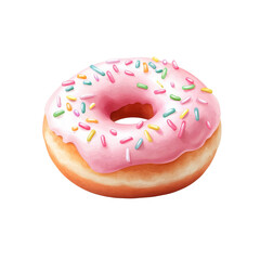 Delicious pink frosted donut with sprinkles