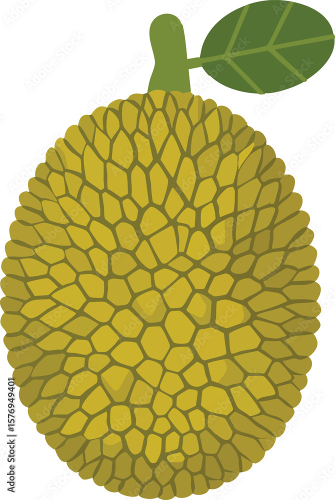 Poster textured jackfruit vector illustration with leaf on transparent backdrop a unique and exotic design 
