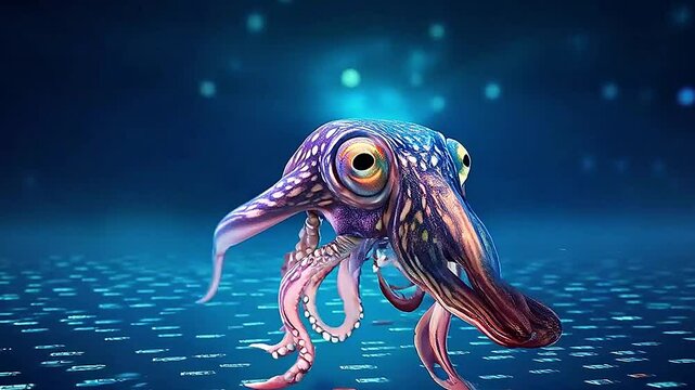 squid in Delfts Blauw realistis, highly detailed,ai generatif