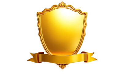 golden shield with ribbon