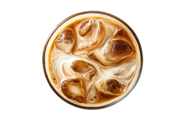 Coffee with milk in glass on transparent background