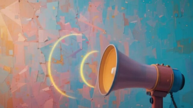 Vintage Megaphone Against Abstract Colorful Background