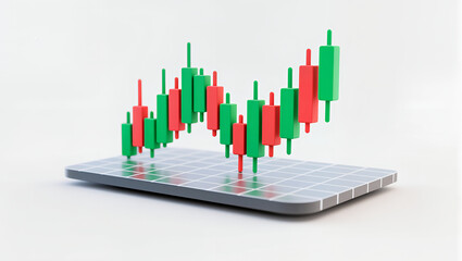 Abstract Visualization of Financial Trends with Colorful Candlestick Graphs Representing Market Movements