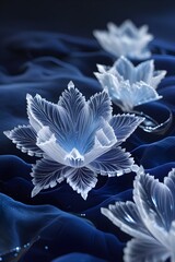 white flower on blue background
