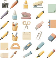 stationery icons set