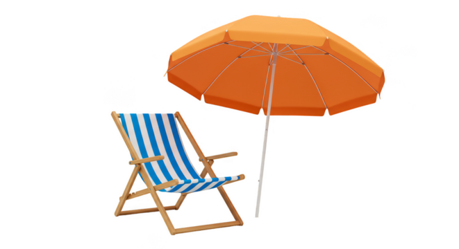 Summer Beach Chair and Umbrella Illustration Vacation Relaxation Sun