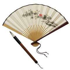 Traditional Chinese Fan Brush Isolated Culture Asian Art Vintage