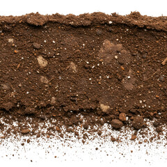 Topsoil Texture Background of Brown Dirt and Rocks Pile on Transparent
