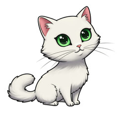 Transparent Illustration of Cute White Cat Cartoon Pet Mammal