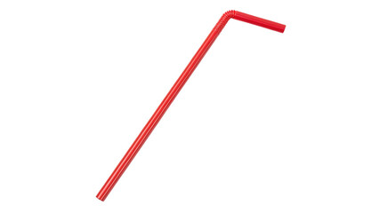 Red Flexible Drinking Straw Isolated on Transparent Background