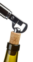Wine Bottle Cork Extraction Using Corkscrew on Transparent Background