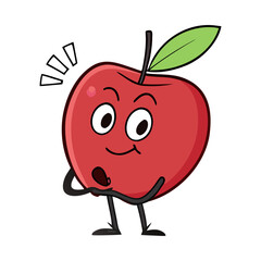 Cute Cartoon Red Apple Illustration Happy Fruit Design