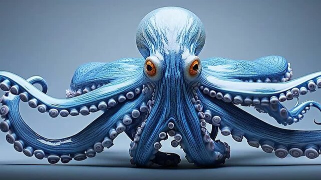 squid in Delfts Blauw realistis, highly detailed,ai generatif