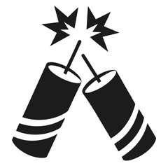 Firecrackers ready black and white icon on white background.