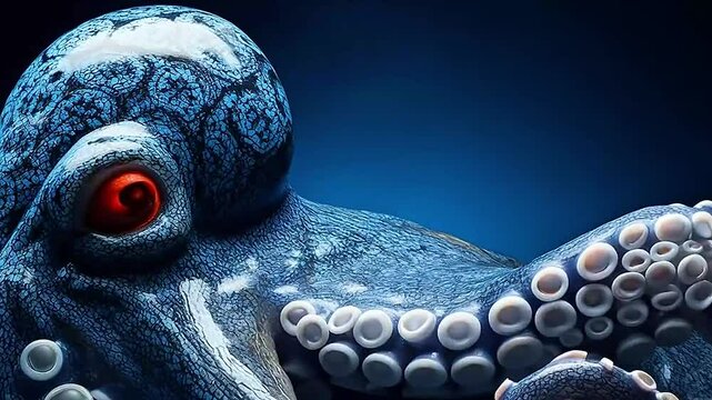 squid in Delfts Blauw realistis, highly detailed,ai generatif