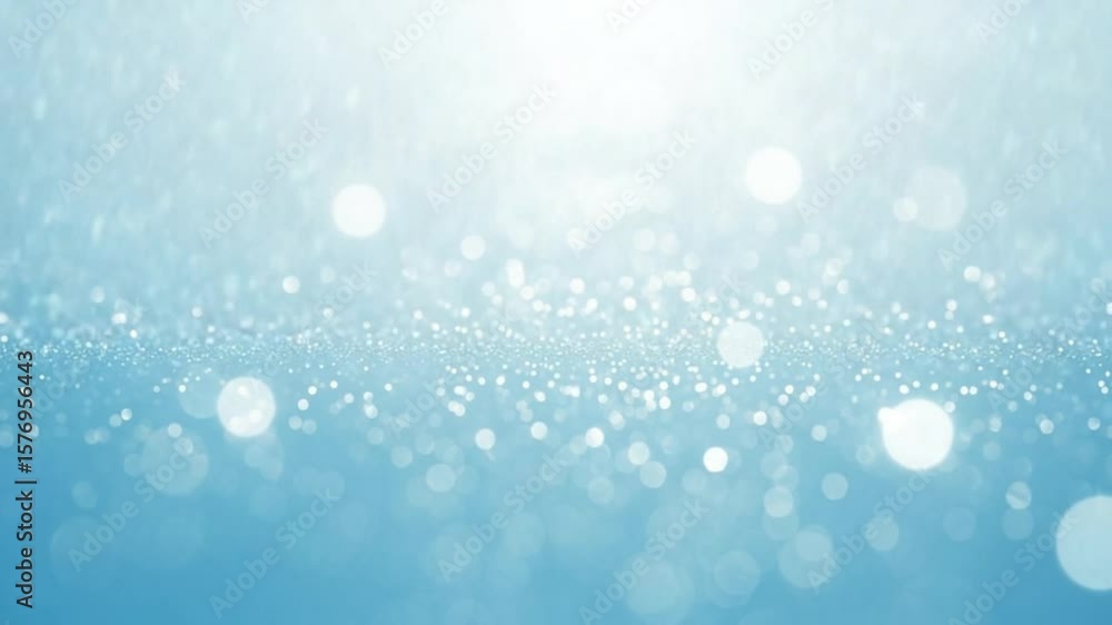 Poster sparkling light bokeh floating gently on blue background