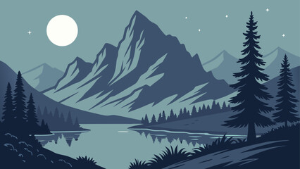 A beautiful winter forest landscape vector illustration with snow-covered trees, perfect for a holiday nature scene