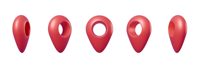 red pin point location for navigation and delivery illustration 3d render