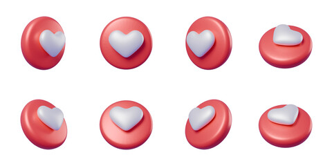 social media icon set love 3d rendering illustration