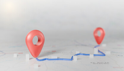 red pin point location for navigation and delivery illustration 3d render