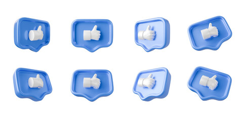 social media icon set like 3d rendering illustration