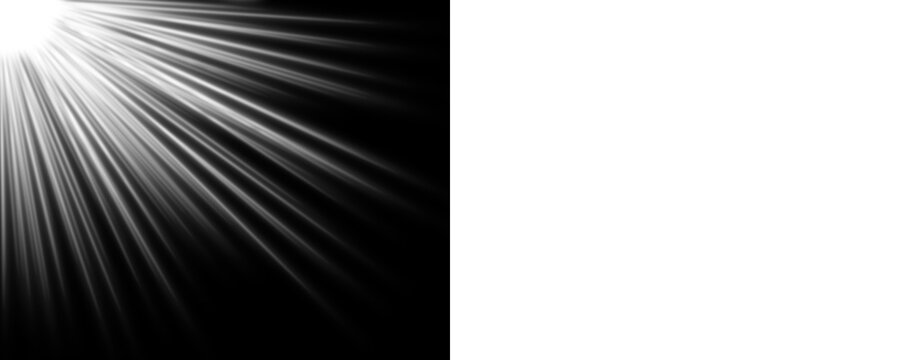 White light rays glowing effect isolated transparent background. Shining sunlight, Sparkling star burst. Gradient bright spotlight, Flare light, lens flare effect. Sun, Glow light overlay for design