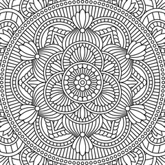 Vector monochrome mandala background. Line design for coloring book and page. Oriental decorative pattern 