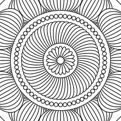 Vector mandala background. Texture in white and black colors. Square design for coloring page for kids and adults, pillow, card, fashion print, utensils, engraving