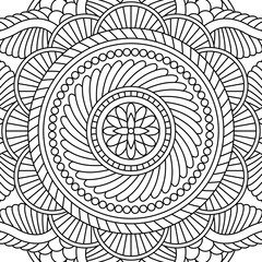 Vector monochrome mandala background. Line design for coloring book and page. Oriental decorative pattern 