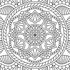 Vector mandala coloring book for relaxation and meditation. Line black and white oriental pattern