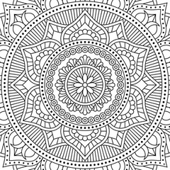 Vector mandala background. Texture in white and black colors. Square design for coloring page for kids and adults, pillow, card, fashion print, utensils, engraving