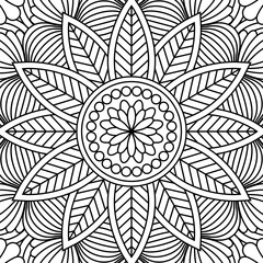 Vector monochrome mandala background. Line design for coloring book and page. Oriental decorative pattern 
