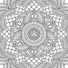 Vector mandala coloring book for relaxation and meditation. Line black and white oriental pattern
