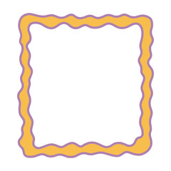 Frame. Square Groovy frame jagged scallop edge frame text box or border. Rainbow spreading multicolored lines. Curve funky y2k retro form.