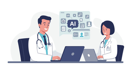 Doctors collaborate using ai technology in healthcare communication