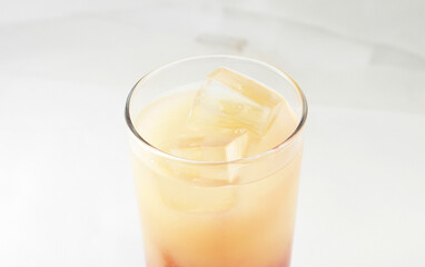 Close Up of Iced Tropical Cocktail in Glass