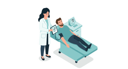 Fototapeta premium Healthcare professional measuring patient's blood pressure in medical setting