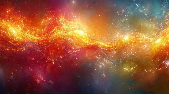 Vibrant swirling nebulae with fiery currents.