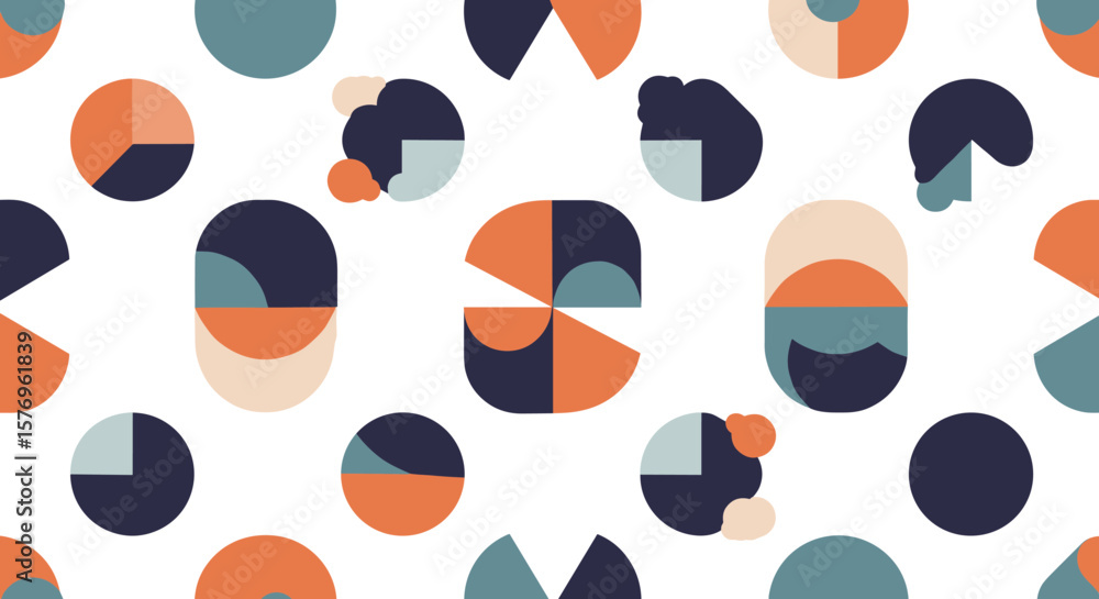 Poster geometric pattern design with modern abstract circular shapes in bold colors