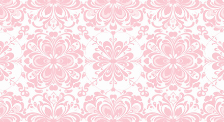 Elegant pink floral pattern on white background for decorative design