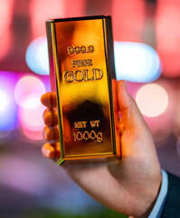 Golden bullion. Money management and financial plan. Gold value and price. Gold bullion. Investment...