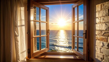Fototapeta premium Ocean view from a window