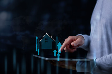 real estate investment concept energy efficiency rating and property value, Real estate online on...