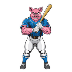 baseball mascot pig vector illustration pig baseball design