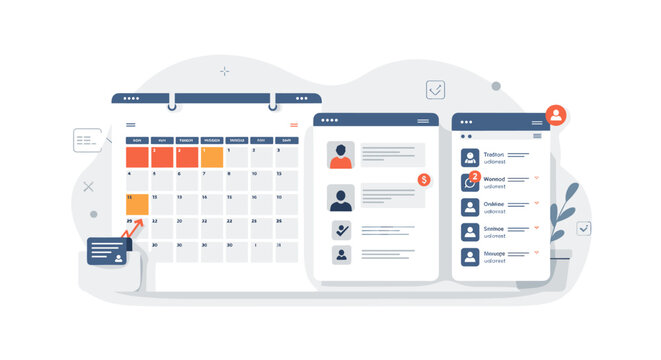 Modern flat design of calendar and contact management interface for efficient organization
