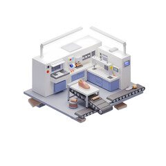Obraz premium Automated Shoe Factory Production Assembly Line 3D Render