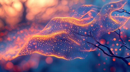 Abstract digital design with warm orange tones.