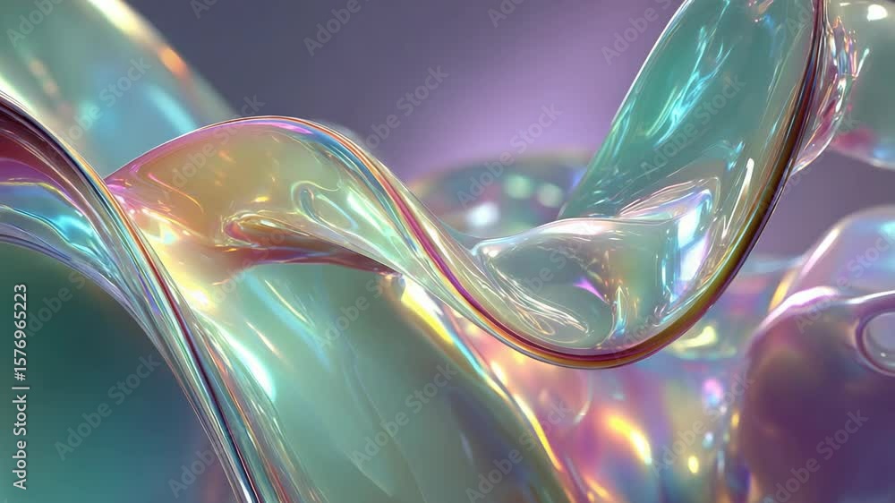 Poster abstract iridescent liquid swirls with vibrant glossy textures in a dynamic pattern
