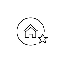 Home and star. Premium real estate. Smart home favorite appliances or user regimen. Pixel perfect, editable stroke vector icon