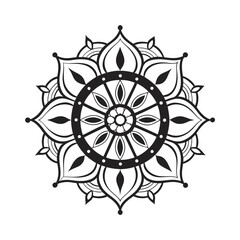 Black and white mandala vector isolated on white. Vector hand drawn circular decorative element.